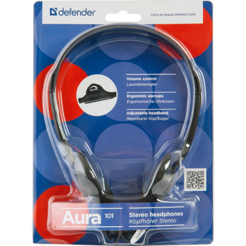 Defender Наушники накладные Aura 101 черный, кабель 1,8 м