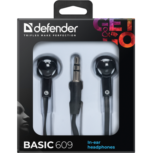 Defender Наушники вставки Basic 609 черный + белый