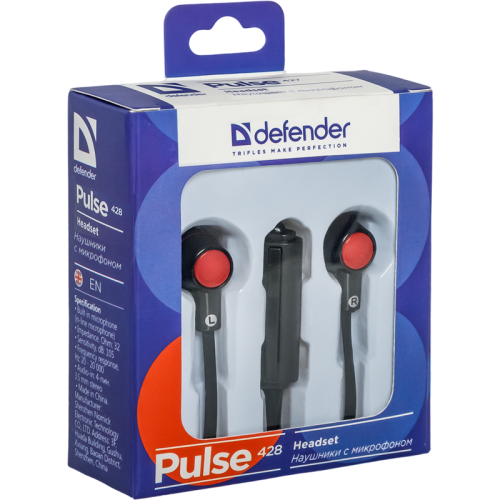 Defender Гарнитура для смартфонов Pulse 428 черный, вставки