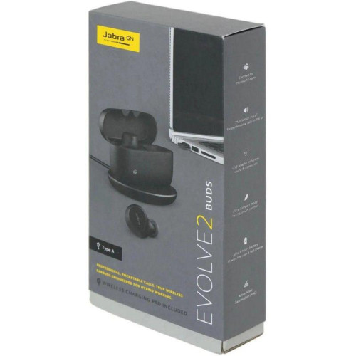 Беспроводная гарнитура Jabra Evolve2 Buds USB-A MS – Wireless Charging Pad (PN: 20797-999-989)
