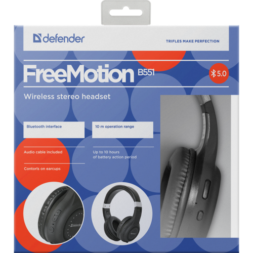 Defender Беспроводная гарнитура FreeMotion B551 черный, Bluetooth