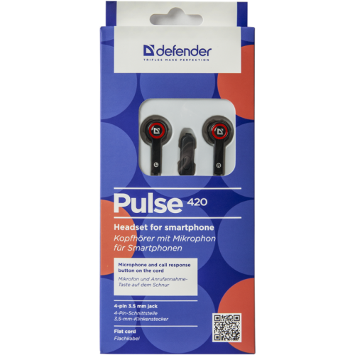 Defender Гарнитура для смартфонов Pulse 420 черный + красный, вставки