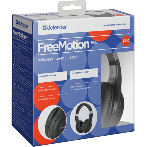 Defender Беспроводная гарнитура FreeMotion B551 черный, Bluetooth