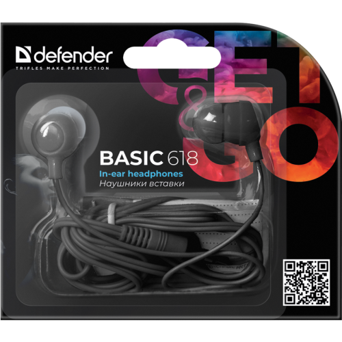 Defender #1 Наушники вставки Basic 618 черный