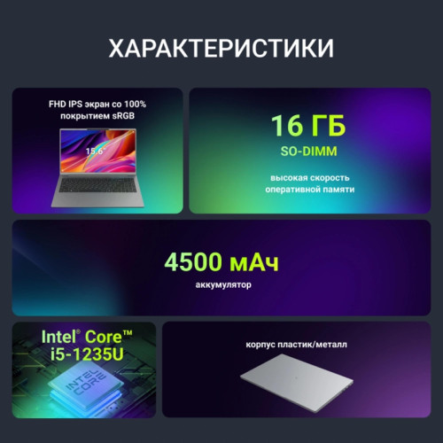 Ноутбук Digma Ascend Core i5 1235U 16Gb SSD512Gb Intel UHD Graphics 15.6
