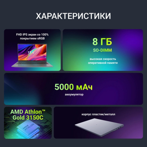 Ноутбук Digma Echo Athlon Gold 3150C 8Gb SSD256Gb AMD Radeon Graphics 15.6 Ноутбук Digma Echo Athlon Gold 3150C 8Gb SSD256Gb AMD Radeon Graphics 15.6
