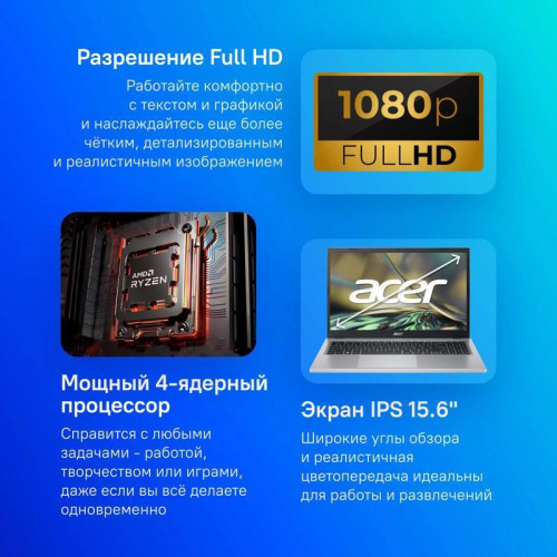 Ноутбук Acer Aspire 3 A315-24P-R0Q6 Ryzen 3 7320U 8Gb SSD512Gb AMD Radeon 610M 15.6