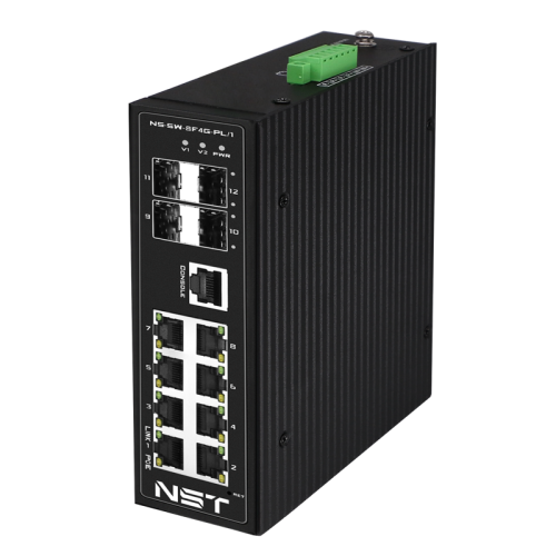 Промышленный управляемый L2 PoE коммутатор Fast Ethernet на 8 FE RJ45 PoE + 4 GE SFP порта. Порты: 8x10/100Base-T, 4x100/1000Base-X. Порты PoE: 1-2 - до 90W (IEEE 802.3af/at/bt),3-8 - до 30W (IEEE 802.3af/at). Автоматическое определение PoE устройств. Сум