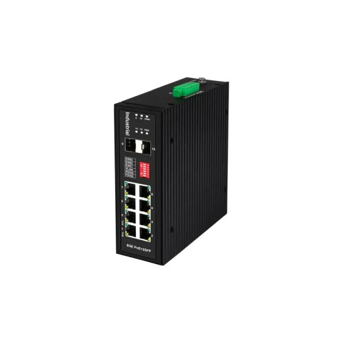 Промышленный HiPoE коммутатор Gigabit Ethernet на 8GE PoE + 2 GE SFP порта. Порты: 1 x GE (10/100/1000Base-T) с PoE BT (до 90W) + 7 x GE (10/100/1000Base-T) с PoE (до 30W) + 2 x GE SFP (1000Base-X). Соответствует стандартам PoE IEEE 802.3af/at/bt. Суммарн