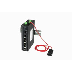 Промышленный управляемый (L2+) коммутатор Gigabit Ethernet на 4GE RJ45 + 2 GE SFP порта с функцией мониторинга температуры/ влажности/ напряжения. Порты: 4 x GE (10/100/1000Base-T) + 2 x GE SFP (1000Base-X). Уровень управления L2+. Встроенная система мони