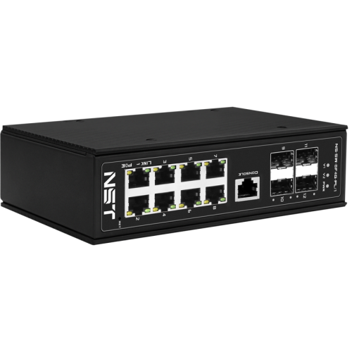 Промышленный управляемый L2 PoE коммутатор Fast Ethernet на 8 FE RJ45 PoE + 4 GE SFP порта. Порты: 8x10/100Base-T, 4x100/1000Base-X. Порты PoE: 1-2 - до 90W (IEEE 802.3af/at/bt),3-8 - до 30W (IEEE 802.3af/at). Автоматическое определение PoE устройств. Сум