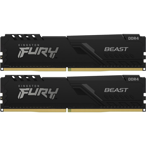 Память оперативная/ Kingston 32GB 2666MHz DDR4 CL16 DIMM (Kit of 2) 1Gx8 FURY Beast Black