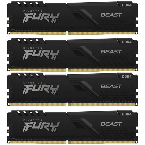 Память оперативная/ Kingston 128GB 3600MT/s DDR4 CL18 DIMM (Kit of 4) FURY Beast Black