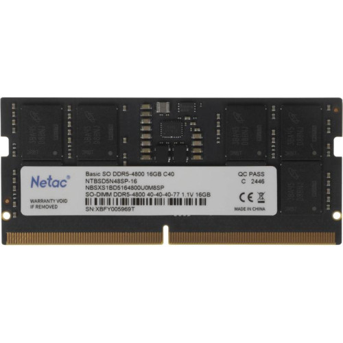 Модуль памяти для ноутбука Netac SODIMM 16GB DDR5-4800 NTBSD5N48SP-16