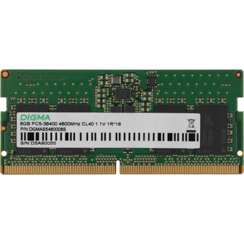 Оперативная память DDR5 8GB 4800MHz Digma DGMAS5480008S RTL PC5-38400 CL40 SO-DIMM 262-pin 1.1В single rank Ret [DGMAS5480008S]