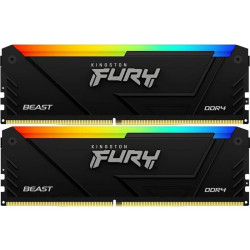 Память оперативная/ Kingston 16GB 3600MT/s DDR4 CL17 DIMM (Kit of 2) FURY Beast RGB