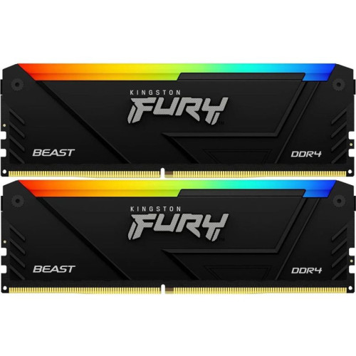 Память оперативная/ Kingston 16GB 3600MT/s DDR4 CL17 DIMM (Kit of 2) FURY Beast RGB