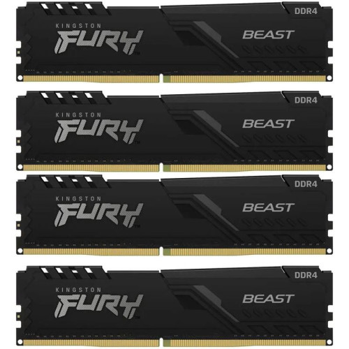 Память оперативная/ Kingston 64GB 3200MT/s DDR4 CL16 DIMM (Kit of 4) FURY Beast Black