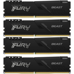 Память оперативная/ Kingston 64GB 2666MHz DDR4 CL16 DIMM (Kit of 4) 1Gx8 FURY Beast Black