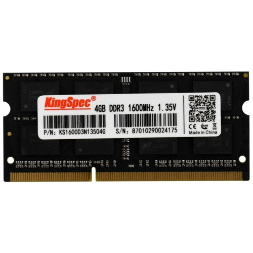 Оперативная память DDR3L 4GB 1600MHz Kingspec KS1600D3N13504G RTL PC3-12800 CL11 SO-DIMM 204-pin 1.35В single rank Ret [KS1600D3N13504G]