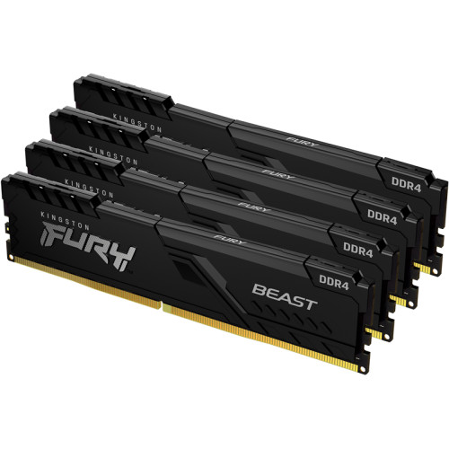 Память оперативная/ Kingston 32GB 2666MHz DDR4 CL16 DIMM (Kit of 4) FURY Beast Black