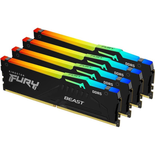 Память оперативная/ Kingston 128GB 5200MT/s DDR5 CL40 DIMM (Kit of 4) FURY Beast RGB XMP