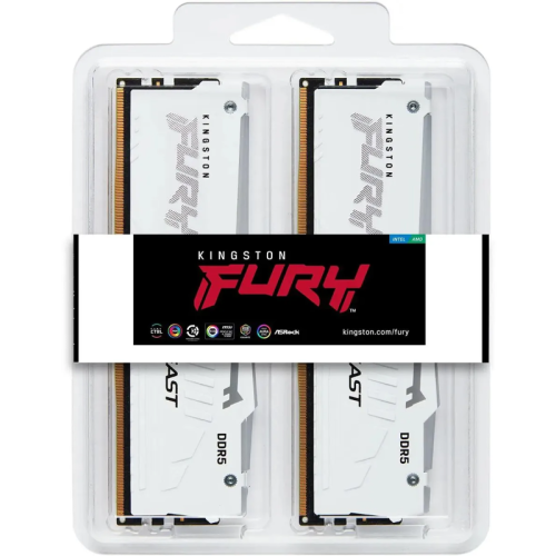 Память оперативная/ Kingston 32GB 6000MT/s DDR5 CL30 DIMM (Kit of 2) FURY Beast White RGB XMP Память оперативная/ Kingston 32GB 6000MT/s DDR5 CL30 DIMM (Kit of 2) FURY Beast White RGB XMP