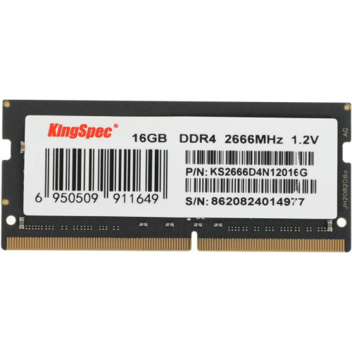 Оперативная память DDR4 16GB 2666MHz Kingspec KS2666D4N12016G RTL PC4-21300 SO-DIMM 260-pin 1.2В single rank Ret [KS2666D4N12016G]