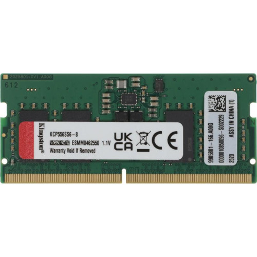 Оперативная память DDR5 8GB 5600MHz Kingston KCP556SS6-8 RTL PC5-44800 CL46 SO-DIMM 262-pin 1.1В single rank Ret