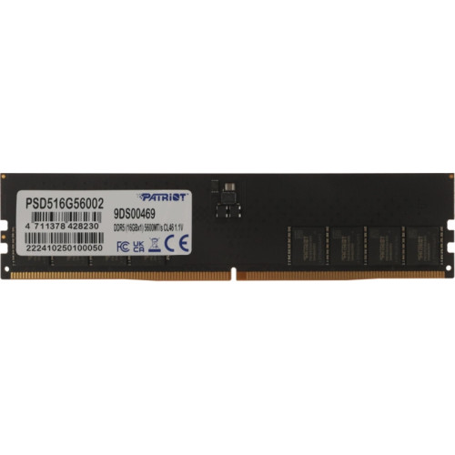 Оперативная память DDR5 16GB 5600MHz Patriot PSD516G56002 Signature RTL PC5-44800 CL46 DIMM 288-pin 1.1В single rank Ret [PSD516G56002]