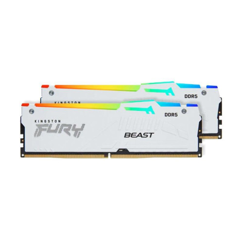 Память оперативная/ Kingston 32GB 5200MT/s DDR5 CL36 DIMM (Kit of 2) FURY Beast White RGB EXPO