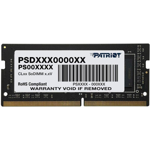 Оперативная память DDR4 8Gb 3200MHz Patriot PSD48G320081S Signature RTL PC4-25600 CL22 SO-DIMM 260-pin 1.2В single rank Ret [PSD48G320081S]