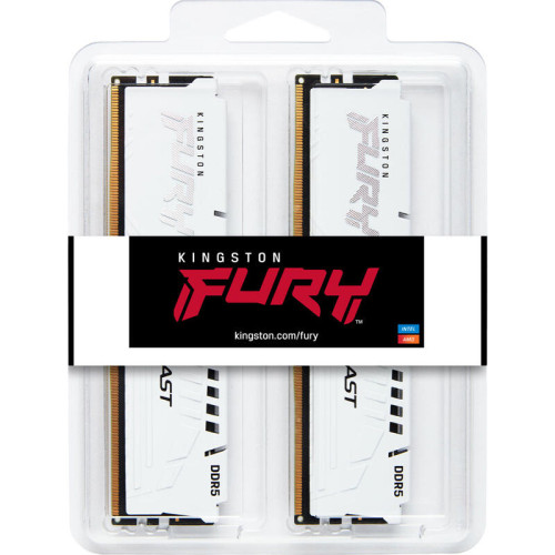 Память оперативная/ Kingston 32GB 5200MT/s DDR5 CL36 DIMM (Kit of 2) FURY Beast White EXPO