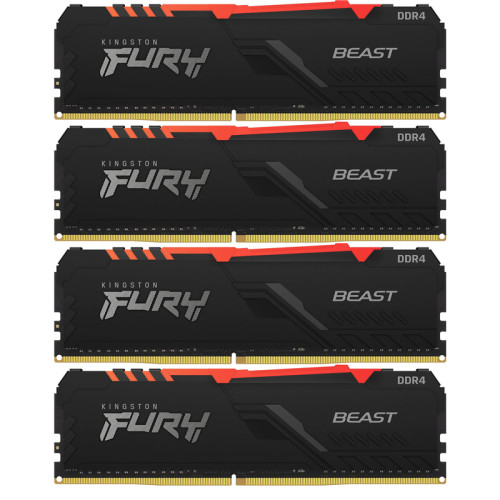 Память оперативная/ Kingston 128GB 2666MHz DDR4 CL16 DIMM (Kit of 4) FURY Beast RGB