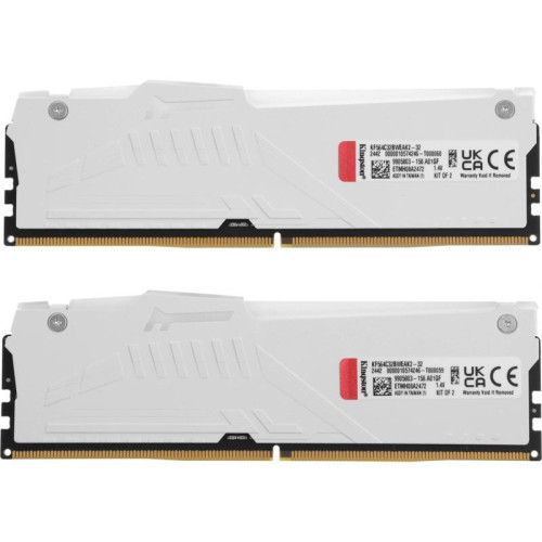 Память оперативная/ Kingston 32GB 6400MT/s DDR5 CL32 DIMM (Kit of 2) FURY Beast White RGB EXPO