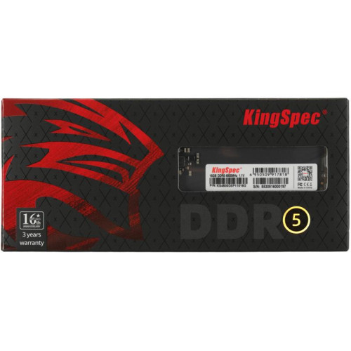 Оперативная память DDR5 16GB 4800MHz Kingspec KS4800D5P11016G RTL PC5-38400 CL40 DIMM 288-pin 1.1В single rank Ret [KS4800D5P11016G]