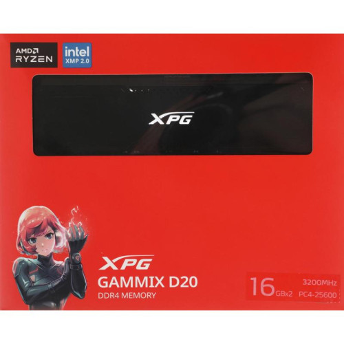 Память DDR4 2x16GB 3200MHz A-Data AX4U320016G16A-DCBK20 XPG Gammix D20 RTL Gaming PC4-25600 CL16 DIMM 288-pin 1.35В kit с радиатором Ret