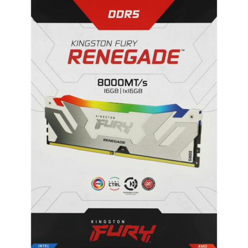 Оперативная память DDR5 16GB 8000MHz Kingston KF580C38RWA-16 Fury Renegade RGB RTL Gaming PC5-57600 CL38 DIMM 288-pin 1.45В single rank с радиатором Ret [KF580C38RWA-16]