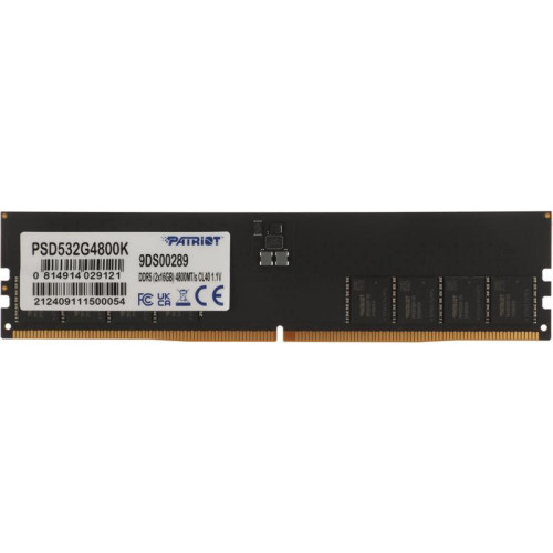 Память DDR5 2x16Gb 4800MHz Patriot PSD532G4800K Signature RTL Gaming PC5-38400 CL40 DIMM 288-pin 1.1В Ret