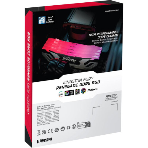 Память оперативная/ Kingston 24GB 8400MT/s DDR5 CL40 CUDIMM FURY Renegade RGB Silver XMP