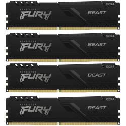 Память оперативная/ Kingston 64GB 3200MT/s DDR4 CL16 DIMM (Kit of 4) FURY Beast Black