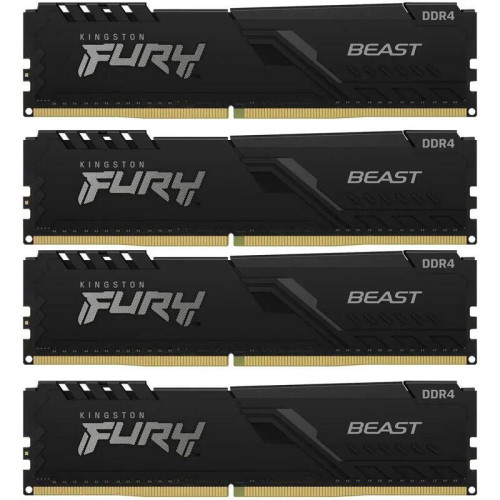 Память оперативная/ Kingston 64GB 3200MT/s DDR4 CL16 DIMM (Kit of 4) FURY Beast Black
