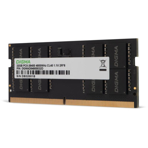 Оперативная память DDR5 32GB 4800MHz Digma DGMAS54800032D RTL PC5-38400 CL40 SO-DIMM 262-pin 1.1В dual rank Ret [DGMAS54800032D]