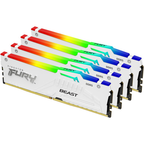 Память оперативная/ Kingston 64GB 5600MT/s DDR5 CL40 DIMM (Kit of 4) FURY Beast White RGB XMP