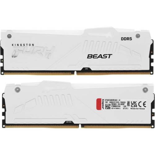 Память DDR5 2x16GB 6000MHz Kingston KF560C36BWE2AK2-32 Fury Beast White Expo RGB RTL PC5-48000 CL36 DIMM 288-pin 1.35В kit single rank с радиатором Ret