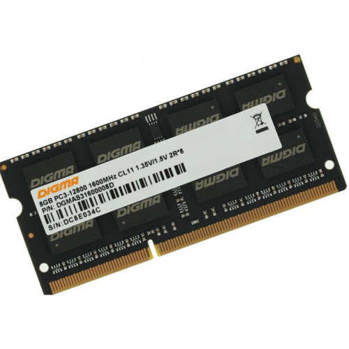 Оперативная память DDR3 8GB 1600MHz Digma DGMAS31600008D RTL PC3-12800 CL11 SO-DIMM 204-pin 1.35В dual rank Ret [DGMAS31600008D]