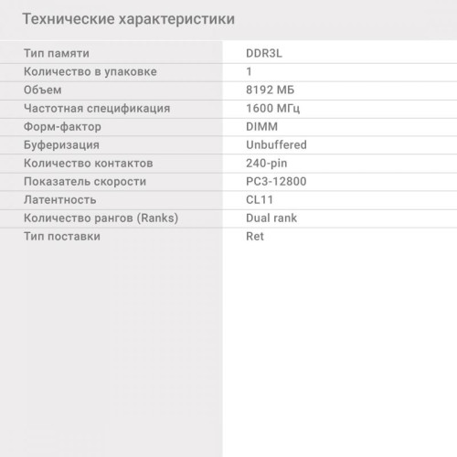 Оперативная память DDR3 8GB 1600MHz Digma DGMAD31600008D RTL PC3-12800 CL11 DIMM 240-pin 1.35В dual rank Ret [DGMAD31600008D]