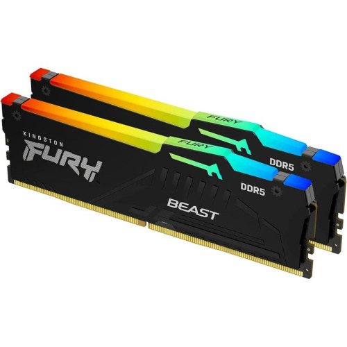 Память оперативная/ Kingston 32GB 5200MT/s DDR5 CL36 DIMM (Kit of 2) FURY Beast RGB EXPO