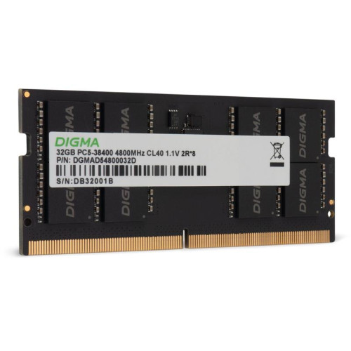 Оперативная память DDR5 32GB 4800MHz Digma DGMAS54800032D RTL PC5-38400 CL40 SO-DIMM 262-pin 1.1В dual rank Ret [DGMAS54800032D]