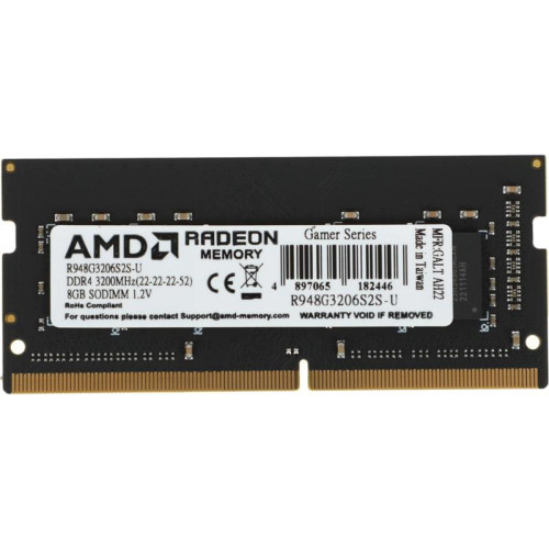 Оперативная память DDR4 8Gb 3200MHz AMD R948G3206S2S-U Radeon R9 Gamer Series RTL PC4-25600 CL22 SO-DIMM 260-pin 1.2В Ret [R948G3206S2S-U]